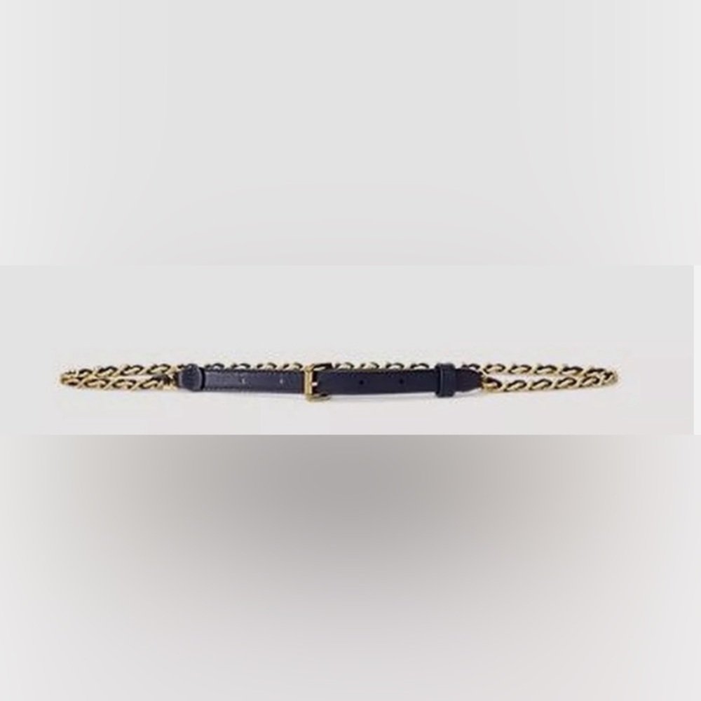 LAUREN RALPH LAUREN Women's Leather & Chain Skinny Belt